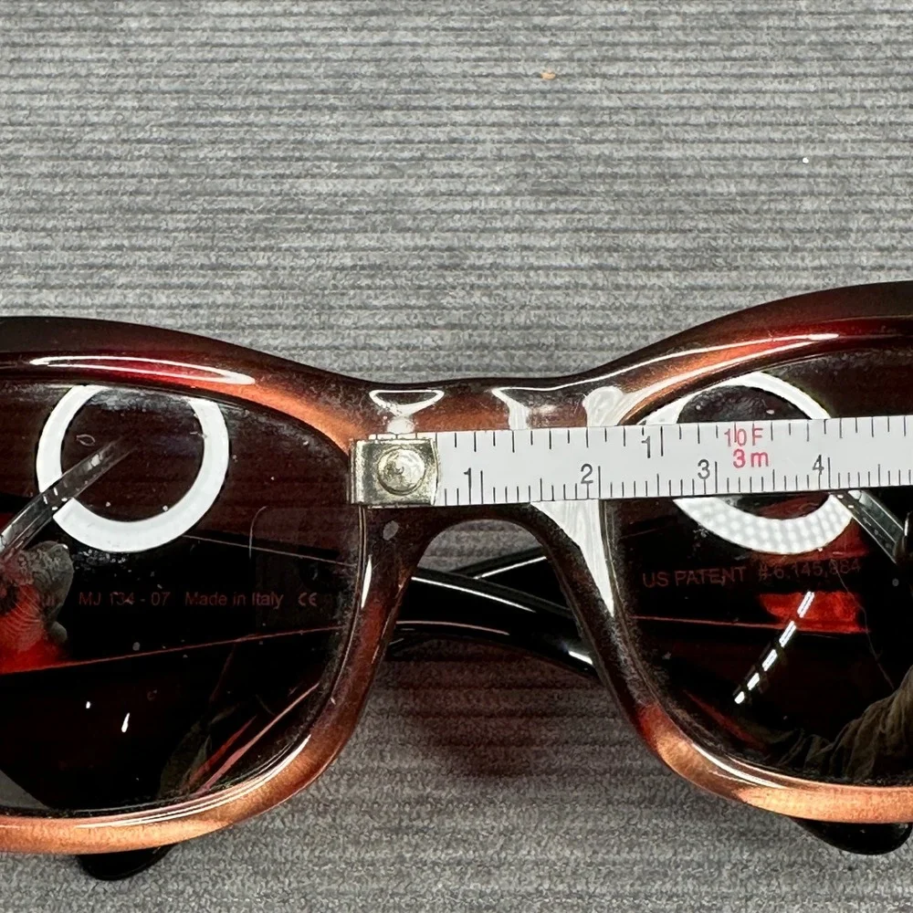 Maui Jim MJ 134-07 y2k Sunglasses Dark Tortoise Rectangle Wrap Made Italy vtg